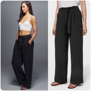 Lululemon Noir Career Wide Leg Tie Waist Career Office Pant 2